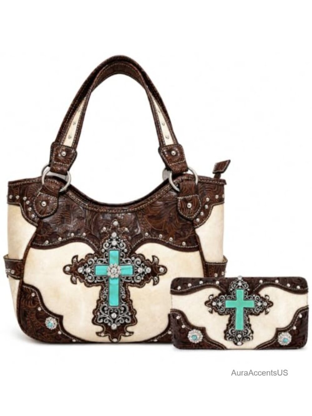 Western Crossbody Purse Wallet Set Concealed Carry Shoulder Handbag Cowgirl